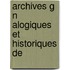 Archives G N Alogiques Et Historiques De