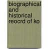 Biographical And Historical Reocrd Of Ko door Lewis Publishing Company Catalog]