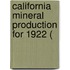California Mineral Production For 1922 (
