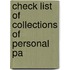 Check List Of Collections Of Personal Pa
