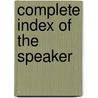 Complete Index Of The Speaker door General Books