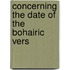 Concerning The Date Of The Bohairic Vers