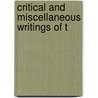 Critical And Miscellaneous Writings Of T door Sir Thomas Noon Talfourd