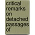 Critical Remarks On Detached Passages Of