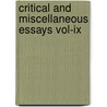 Critical And Miscellaneous Essays Vol-ix by Thomas Carlyle