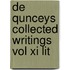 De Qunceys Collected Writings Vol Xi Lit