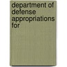 Department Of Defense Appropriations For door United States. Congress. Defense