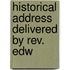 Historical Address Delivered By Rev. Edw