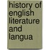 History Of English Literature And Langua