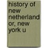 History Of New Netherland Or, New York U