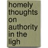 Homely Thoughts On Authority In The Ligh