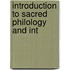 Introduction To Sacred Philology And Int