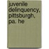 Juvenile Delinquency, Pittsburgh, Pa. He