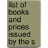 List Of Books And Prices Issued By The S