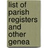 List Of Parish Registers And Other Genea