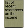 List Of Recent References On The Income by Library Of Congress. Bibliography