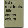List Of Residents.  Title Varies   Volum door Boston Election Dept