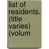 List Of Residents. (Title Varies) (Volum