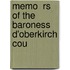 Memo  Rs Of The Baroness D'Oberkirch Cou
