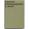 Memorial Addressespreston B. Plumb by 1st United States 52nd Congress