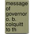 Message Of Governor O. B. Colquitt To Th