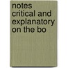 Notes Critical And Explanatory On The Bo door Henry Dimock