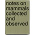 Notes On Mammals Collected And Observed