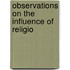 Observations On The Influence Of Religio
