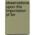 Observations Upon The Importation Of For