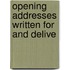 Opening Addresses Written For And Delive