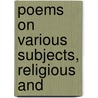 Poems On Various Subjects, Religious And door Phillis Wheatley