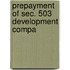 Prepayment Of Sec. 503 Development Compa