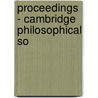 Proceedings - Cambridge Philosophical So door Cambridge Philosophical Society