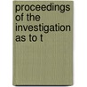 Proceedings Of The Investigation As To T door New York Legislature Committee