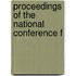 Proceedings Of The National Conference F