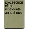 Proceedings Of The Nineteenth Annual Mee door American Association of Entomologists