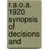 R.A.O.A. 1920 Synopsis Of Decisions And