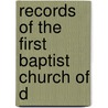 Records Of The First Baptist Church Of D door First Baptist Church