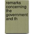 Remarks Concerning The Government And Th