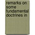 Remarks On Some Fundamental Doctrines In