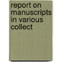 Report On Manuscripts In Various Collect