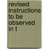 Revised Instructions To Be Observed In T