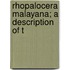 Rhopalocera Malayana; A Description Of T