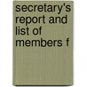 Secretary's Report And List Of Members F door Massachusetts Reform Club
