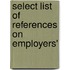 Select List Of References On Employers'