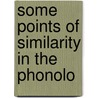 Some Points Of Similarity In The Phonolo door Parry-Williams