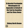 St Anselm Prosloguim Monologium An Appen by Sidney North Deane