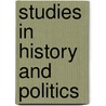 Studies In History And Politics door Nancy Fisher