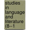 Studies In Language And Literature (8--1 door University of Wisconsin