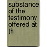 Substance Of The Testimony Offered At Th door United States. Commerce